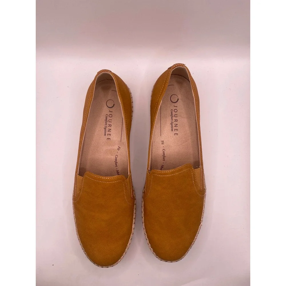 Journee Collection Catalina Tan Espadrille Platform Loafers Shoes Womens 10 M